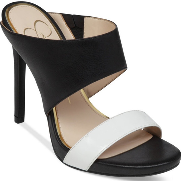 Jessica Simpson Shoes - Jessica Simpson Black and White Mule Heels